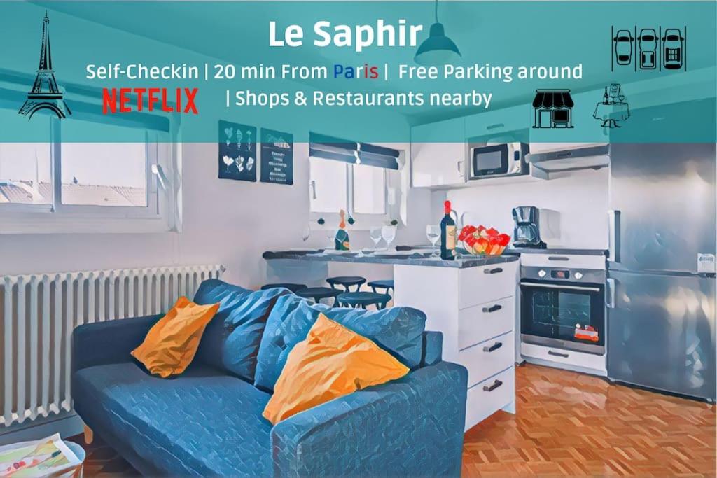 Le Saphir - 20Min From Paris & Cdg Airport - 2 Bathrooms - 2 Desks Drancy Exterior foto